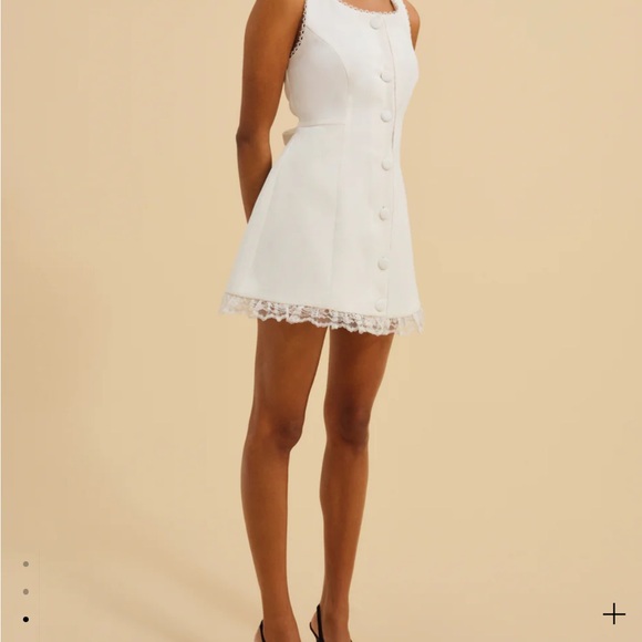 Elegant for Love and Lemons White Sleeveless Dress with Lace Trim - Picture 3 of 4